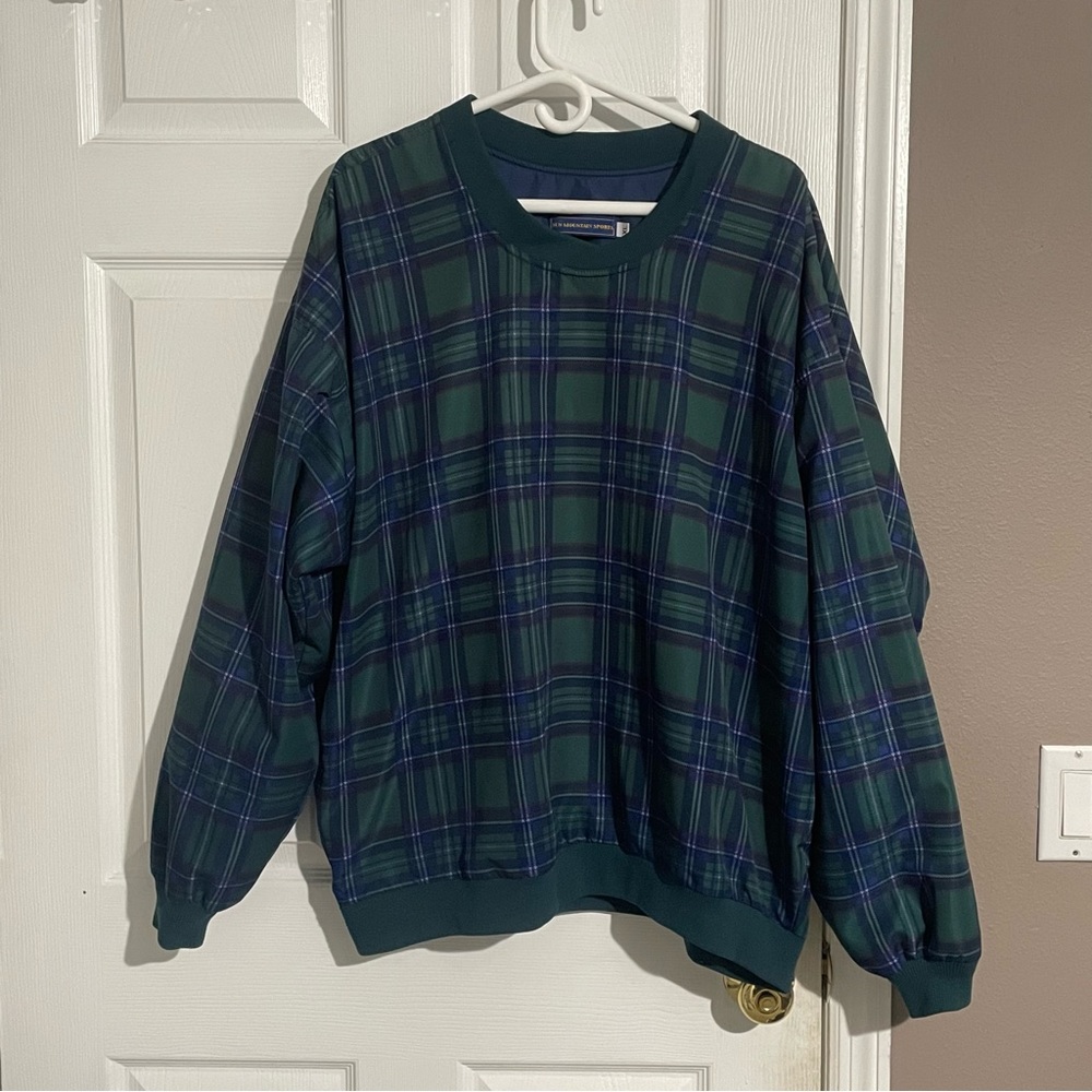 Sun Mountain Sports Windbreaker Mens XL Golf Plaid LongSleeve Green Blue Shirt